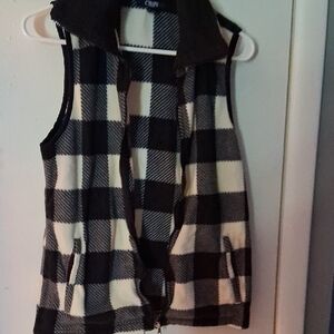 Chaps Black and White Plaid Vest